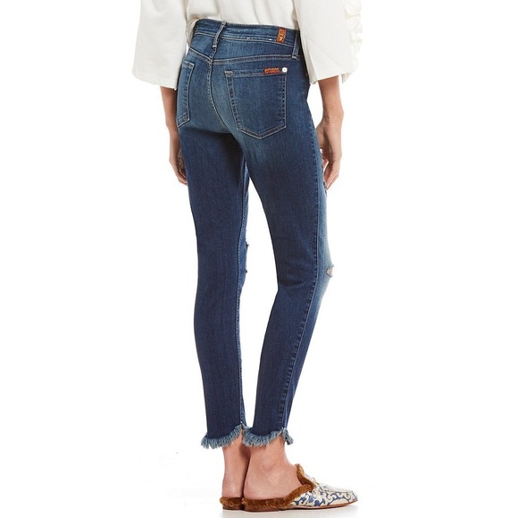 7 For All Mankind Frayed Hem Ankle Skinny 24 - Picture 4 of 7